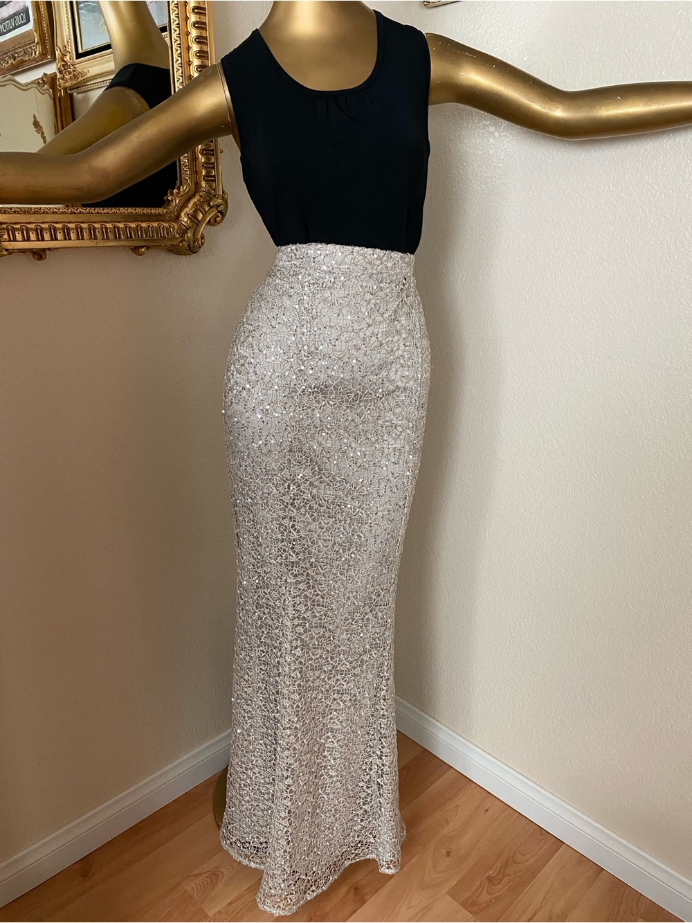 Kay Unger New York Sequin Maxi Skirt